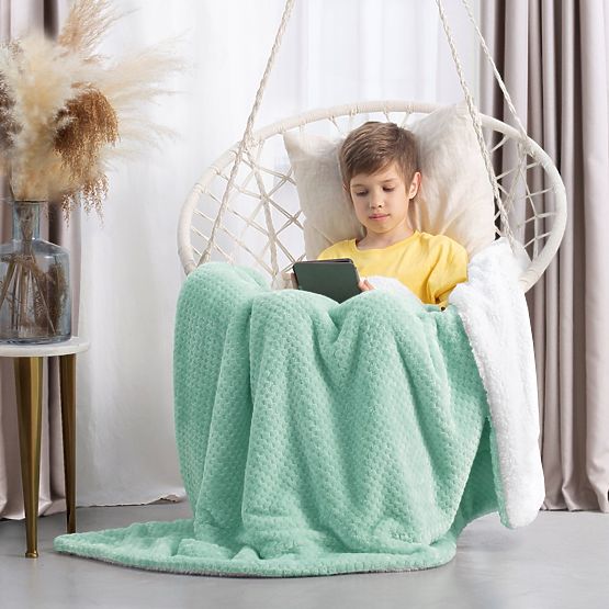 Pătură SHLEEPY culoare mentă, jacquard clasic 130x180