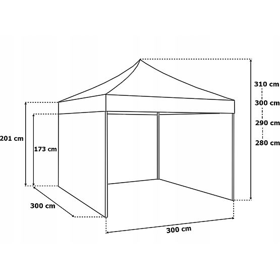 Pavilion comercial expres 3x3 m negru