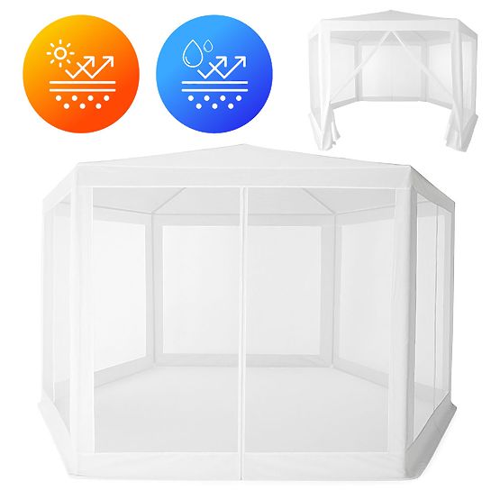 Pavilion de grădină 2x2x2 m cu plasă de țânțari alb MultiGarden