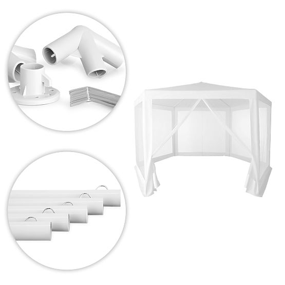 Pavilion de grădină 2x2x2 m cu plasă de țânțari alb MultiGarden