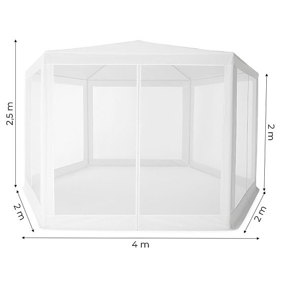 Pavilion de grădină 2x2x2 m cu plasă de țânțari alb MultiGarden