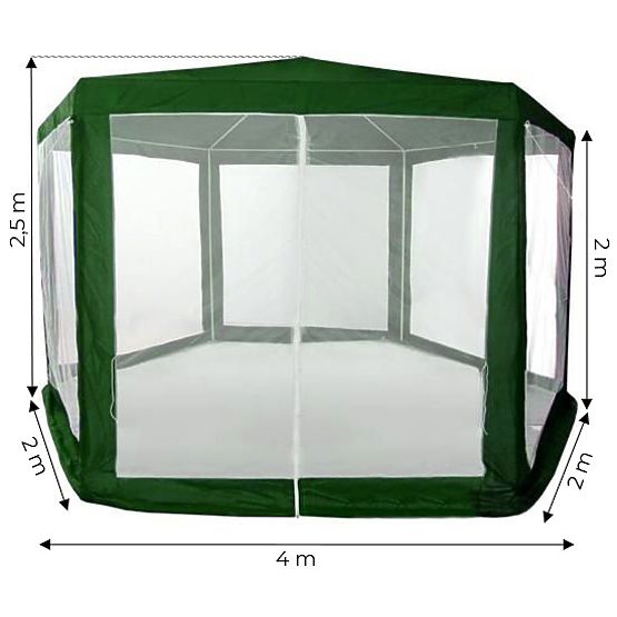 Pavilion de grădină 2x2x2 m cu plasă de țânțari verde MultiGarden