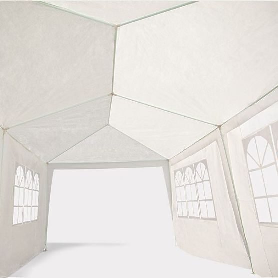 Pavilion de grădină 3x6 m 6 pereți alb MultiGarden