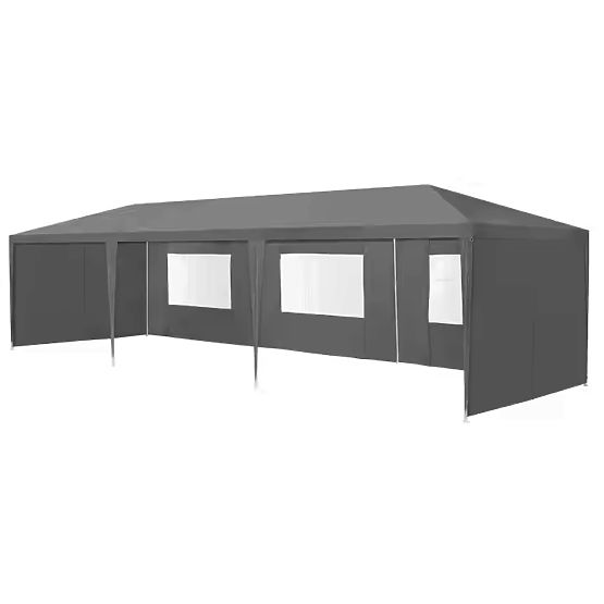 Pavilion de grădină 3x9 m cu 8 pereți gri MultiGarden