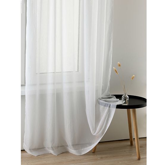 Perdea KRESZ culoare alb stil clasic flex flex 5,5 cm cu pliuri duble voal creponat 140x270