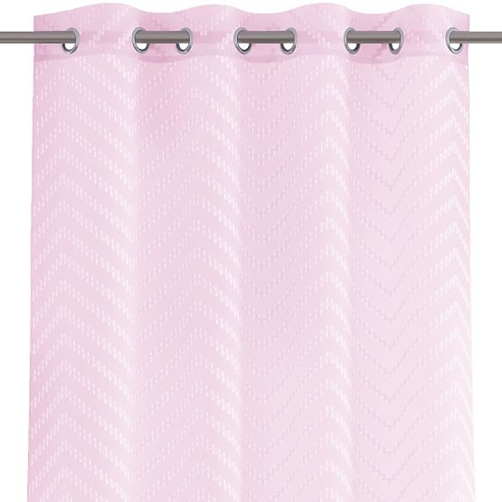 Perdea MOLISA culoare roz motiv brodat boho inele argintii voal 140x270 ameliahome