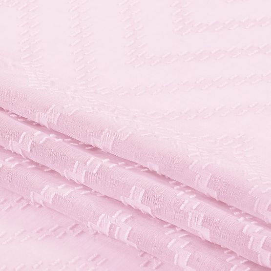 Perdea MOLISA culoare roz motiv brodat boho inele argintii voal 140x270 ameliahome