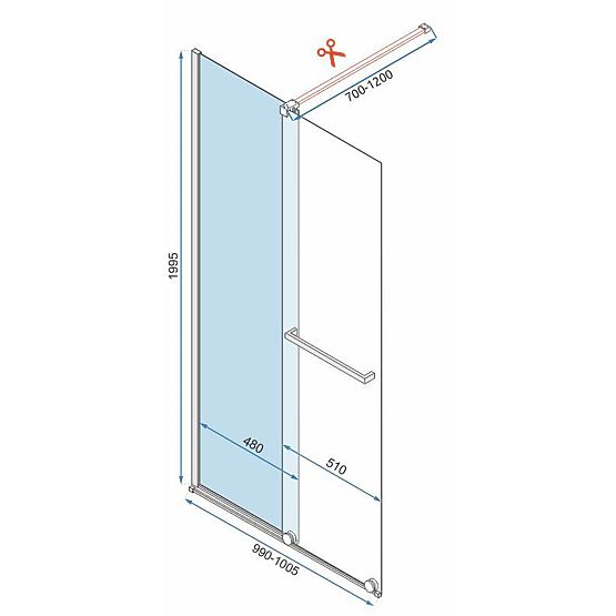 Perete de duș Rea Cortis GOLD 100