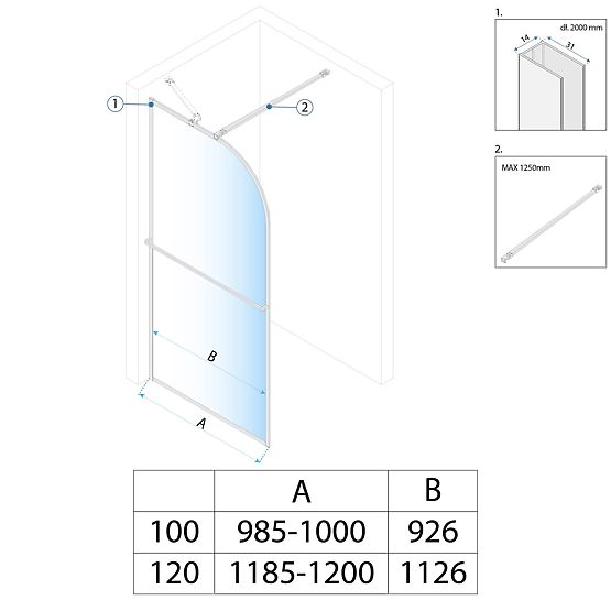Peretea de duș Rea Sky Brush Gold 100