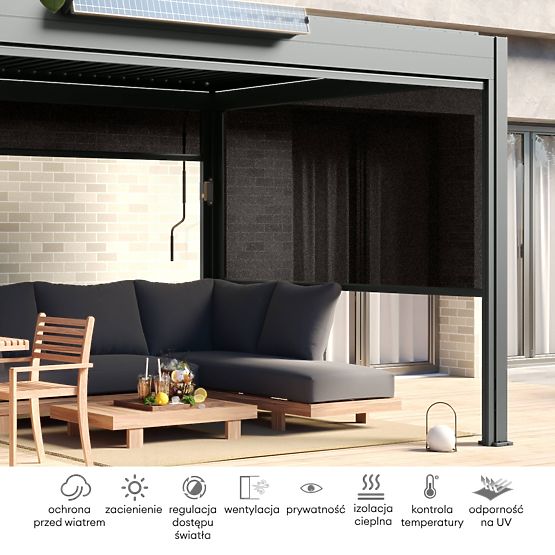 Pergolă de grădină independentă Antilla din aluminiu, 5x3 m, bioclimatică, lamele mobile, antracit