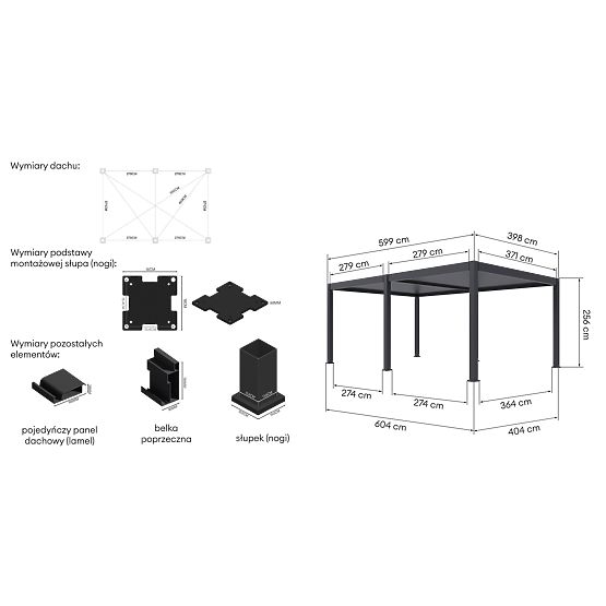 Pergolă de grădină independentă Lumera din aluminiu, 4x6 m, bioclimatică, iluminare LED, electrică