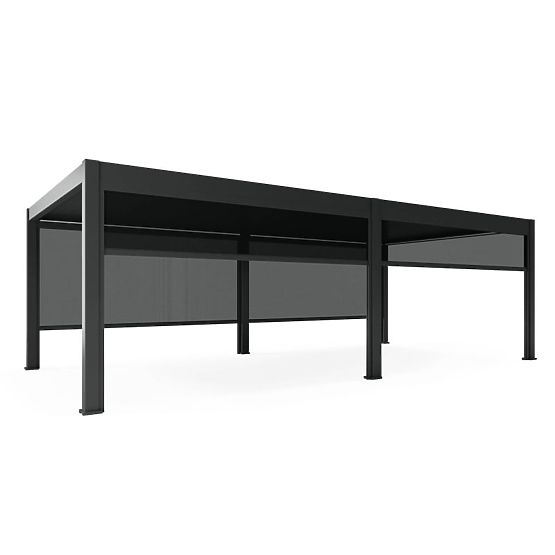 Pergolă de grădină independentă Lumera din aluminiu, 4x8 m, bioclimatică, iluminare LED, electrică