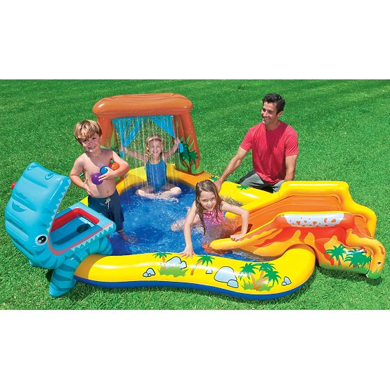 Piscină de apă loc de joacă pentru copii cu tobogan și fântână Intex 57444