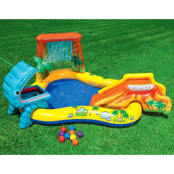 Piscină de apă loc de joacă pentru copii cu tobogan și fântână Intex 57444