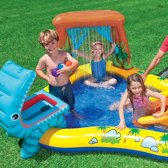 Piscină de apă loc de joacă pentru copii cu tobogan și fântână Intex 57444