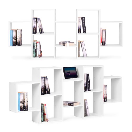 Poliță suspendată modernă cu 8 rafturi albă