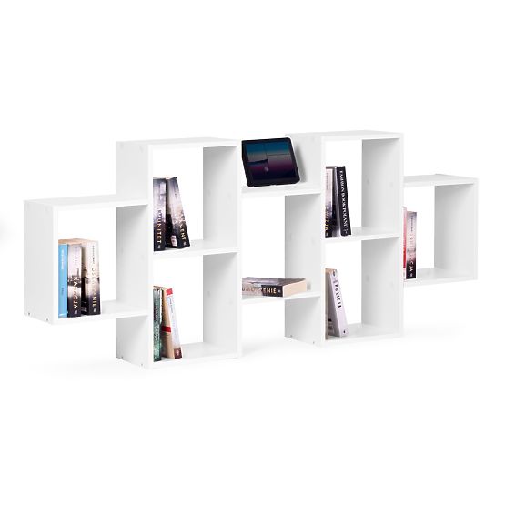 Poliță suspendată modernă cu 8 rafturi albă