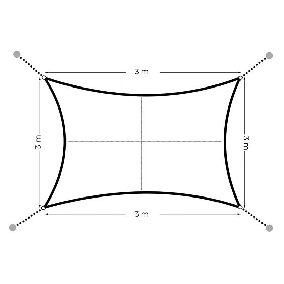 Prelată de soare pătrată 3x3m impermeabilă ModernHome - gri