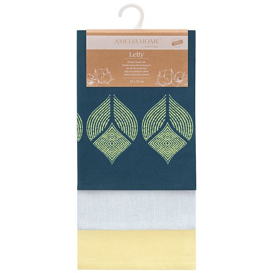 Prosop de bucătărie LETTY culoare galbenă motiv imprimat stil modern clasic 50x70 ameliahome