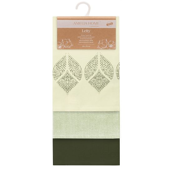 Prosop de bucătărie LETTY culoare verde sticlă motiv imprimat modern 50x70 ameliahome
