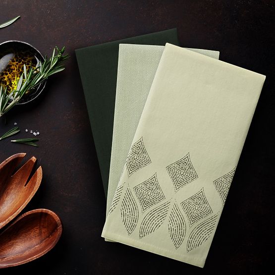 Prosop de bucătărie LETTY culoare verde sticlă motiv imprimat modern 50x70 ameliahome