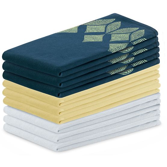 Prosop de bucătărie LETTY galben cu imprimeu motiv modern stil clasic 50x70 ameliahome