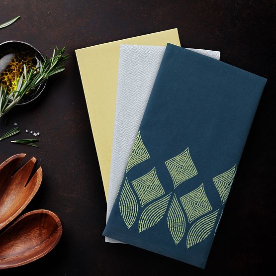 Prosop de bucătărie LETTY galben cu imprimeu motiv modern stil clasic 50x70 ameliahome