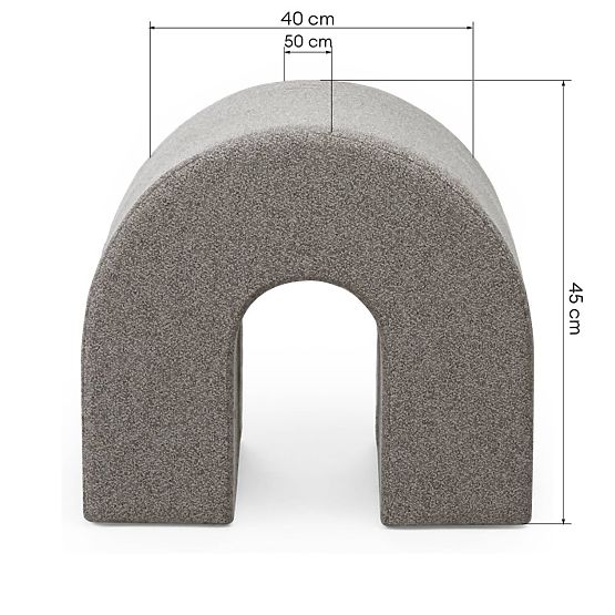 Puf tapițat Arc, rotunjit, maro deschis