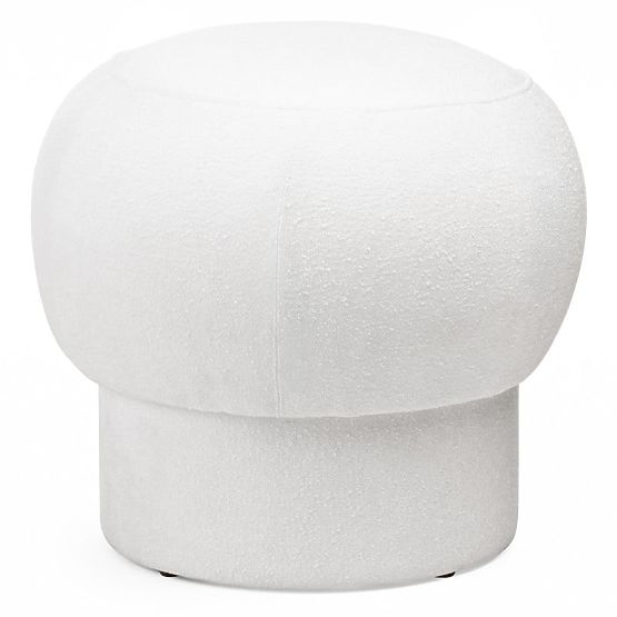 Puf tapițat Bloop, rotund, alb
