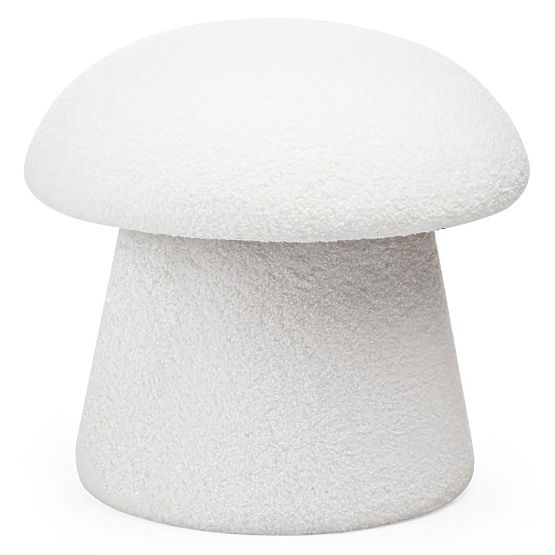 Puf tapițat Cap, alb, boucle, forme rotunjite