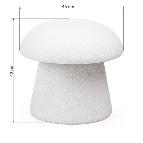 Puf tapițat Cap, alb, boucle, forme rotunjite