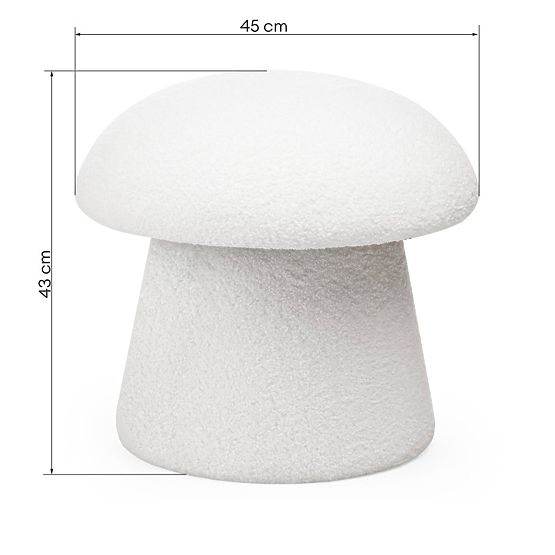 Puf tapițat Cap, alb, boucle, forme rotunjite