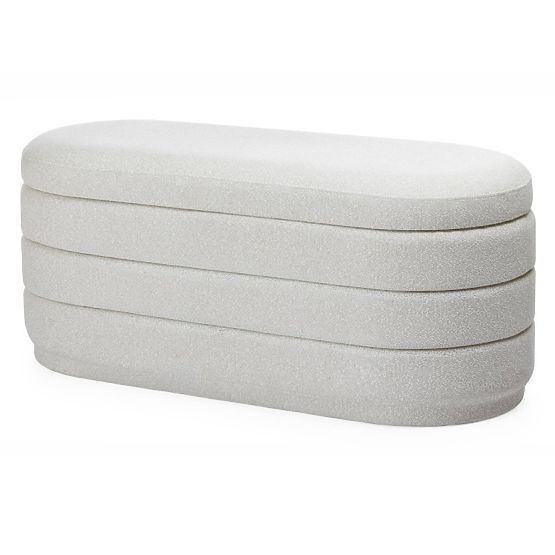 Puf tapițat Layer cu spațiu de depozitare, bej