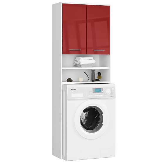 RAFT DE BAIE FIN DEASUPRA MAȘINII DE SPĂLAT ALB / ROȘU LUCIOAS