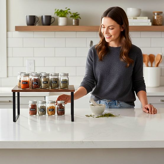 Raft de bucătărie din bambus GINGER MAX rustic