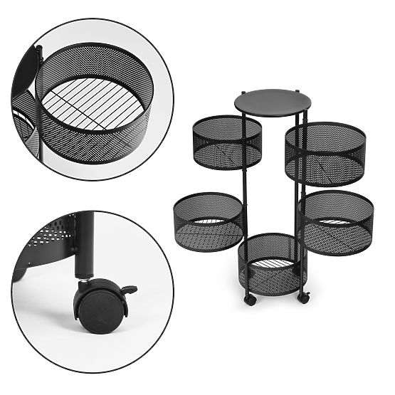 Raft de bucătărie organizator cu polițe rotative 5 niveluri metal ModernHome