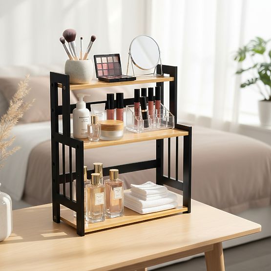 Raft de bucătărie pentru condimente CEZAR NATURAL BLACK