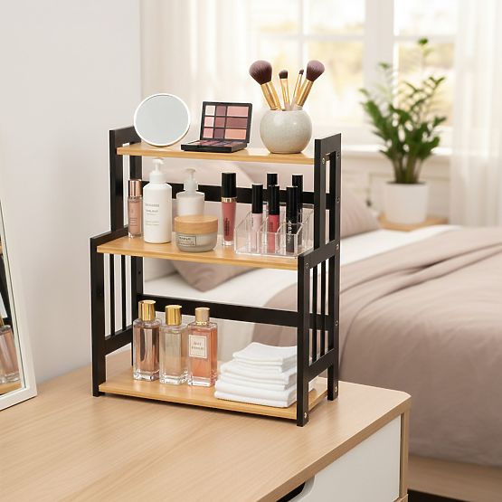 Raft de bucătărie pentru condimente CEZAR NATURAL BLACK