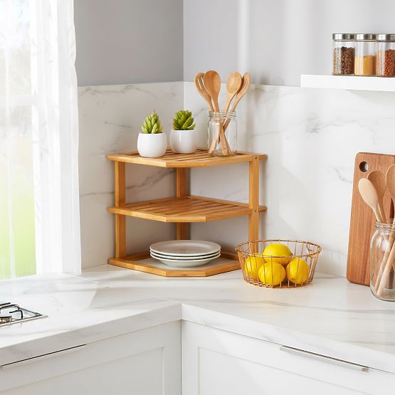 Raft de colț pentru bucătărie din bambus DEDAL