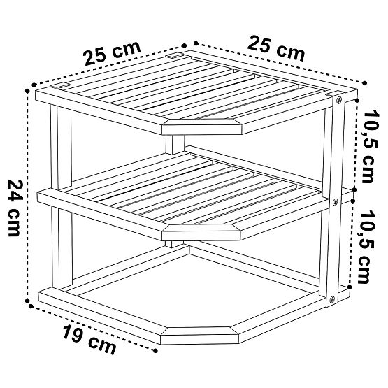 Raft de colț pentru bucătărie din bambus DEDAL