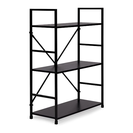 Raft din lemn cu cadru metalic lat LOFT 3 rafturi negru