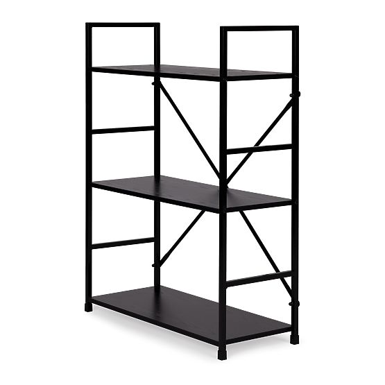 Raft din lemn cu cadru metalic lat LOFT 3 rafturi negru