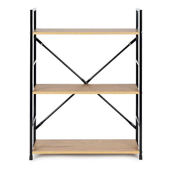 Raft din lemn cu cadru metalic lat LOFT 3 rafturi