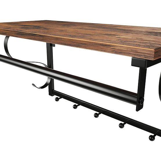 Raft din lemn cu cârlige pentru haine LOFT