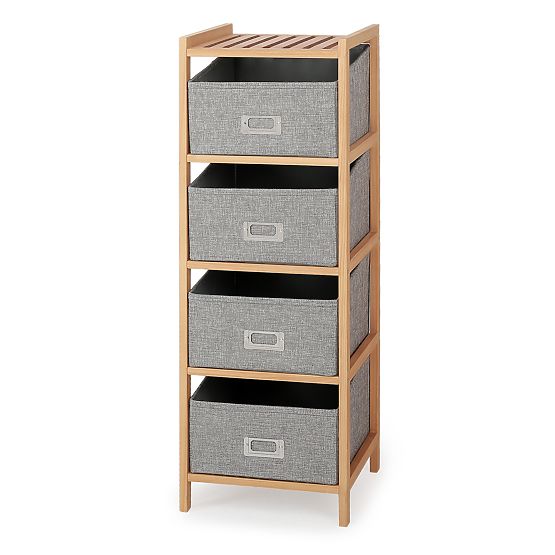Raft din lemn cu cutii REG-10 - natural/gri