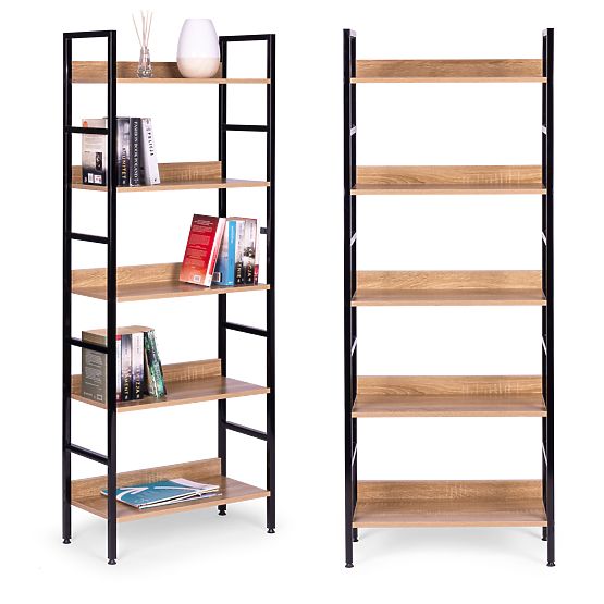Raft înalt de tip loft cu 5 polițe din metal și MDF ModernHome