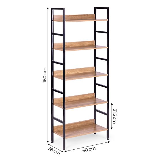 Raft înalt de tip loft cu 5 polițe din metal și MDF ModernHome