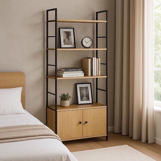 Raft industrial loft cu dulap și 4 rafturi ModernHome