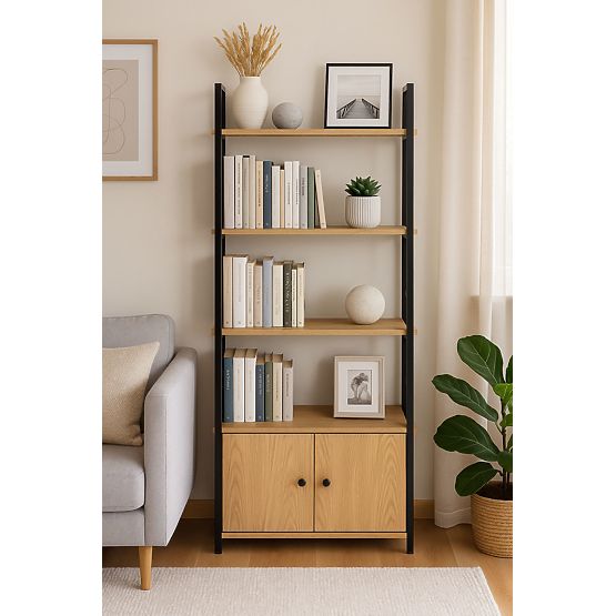 Raft industrial loft cu dulap și 4 rafturi ModernHome