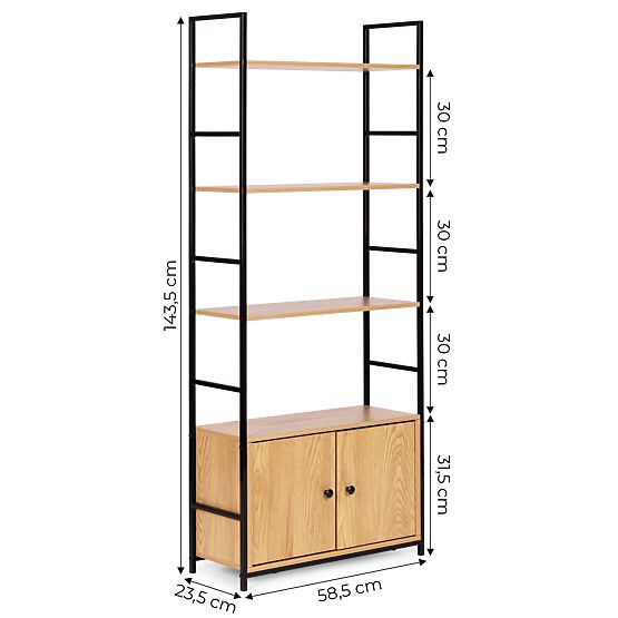 Raft industrial loft cu dulap și 4 rafturi ModernHome